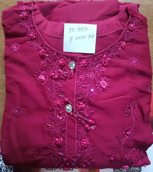 Pakistani Original Rangoon Luxury Chiffon stitched 3 Pcs _ Megenta Pink 
